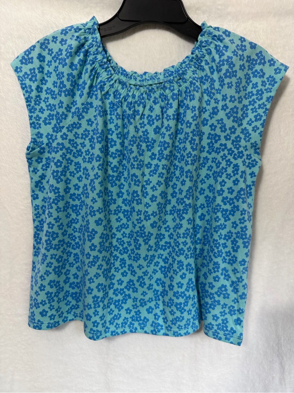 Blue Floral Peasant Top